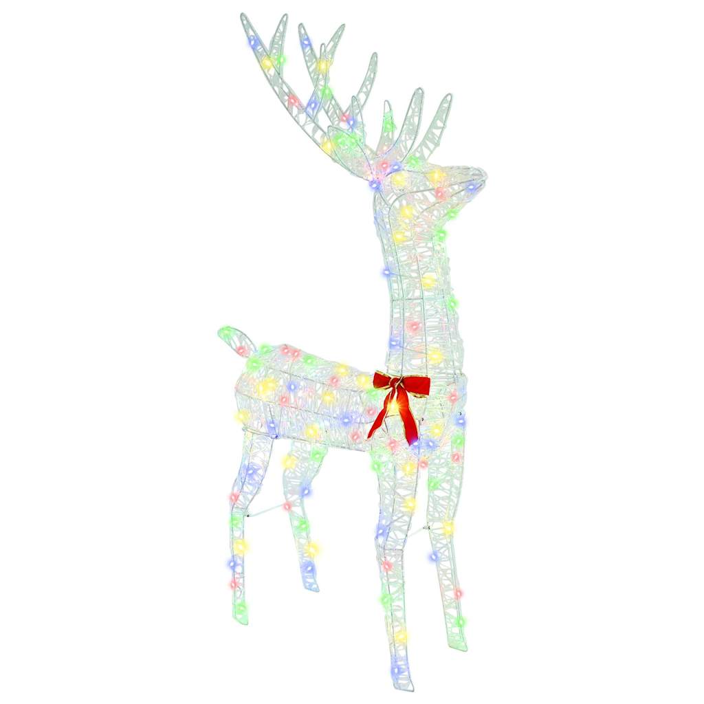 Reindeer Pull Sleigh Colourful 70 x 26 x 129 cm Acrylic