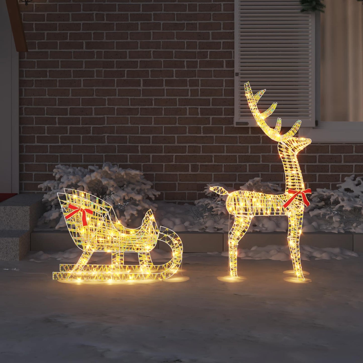 Reindeer Pull Sleigh Warm white 70 x 26 x 129 cm PET
