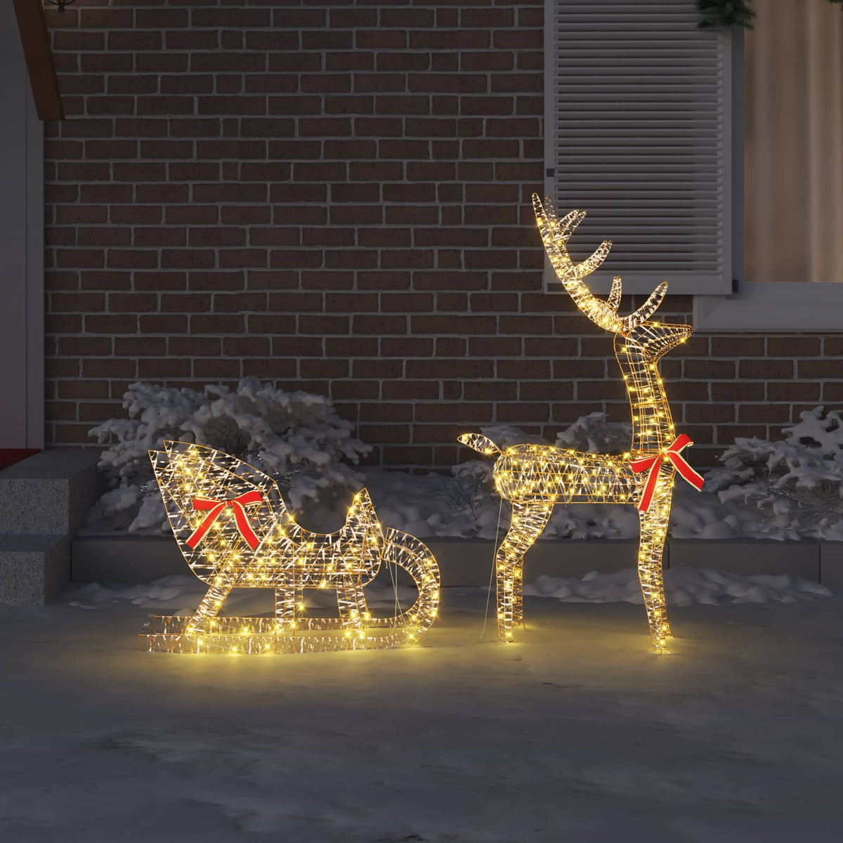 Reindeer Pull Sleigh 200 LEDs Warm white 70 x 26 x 129 cm PET