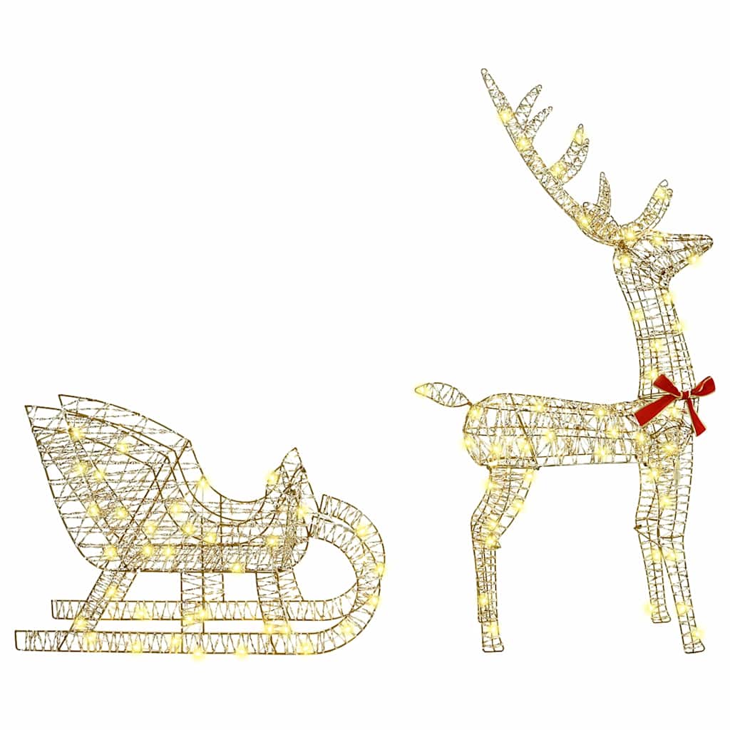 Reindeer Pull Sleigh 200 LEDs Warm white 70 x 26 x 129 cm PET
