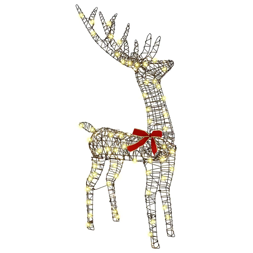 Reindeer Pull Sleigh Warm white 70 x 26 x 129 cm Rattan