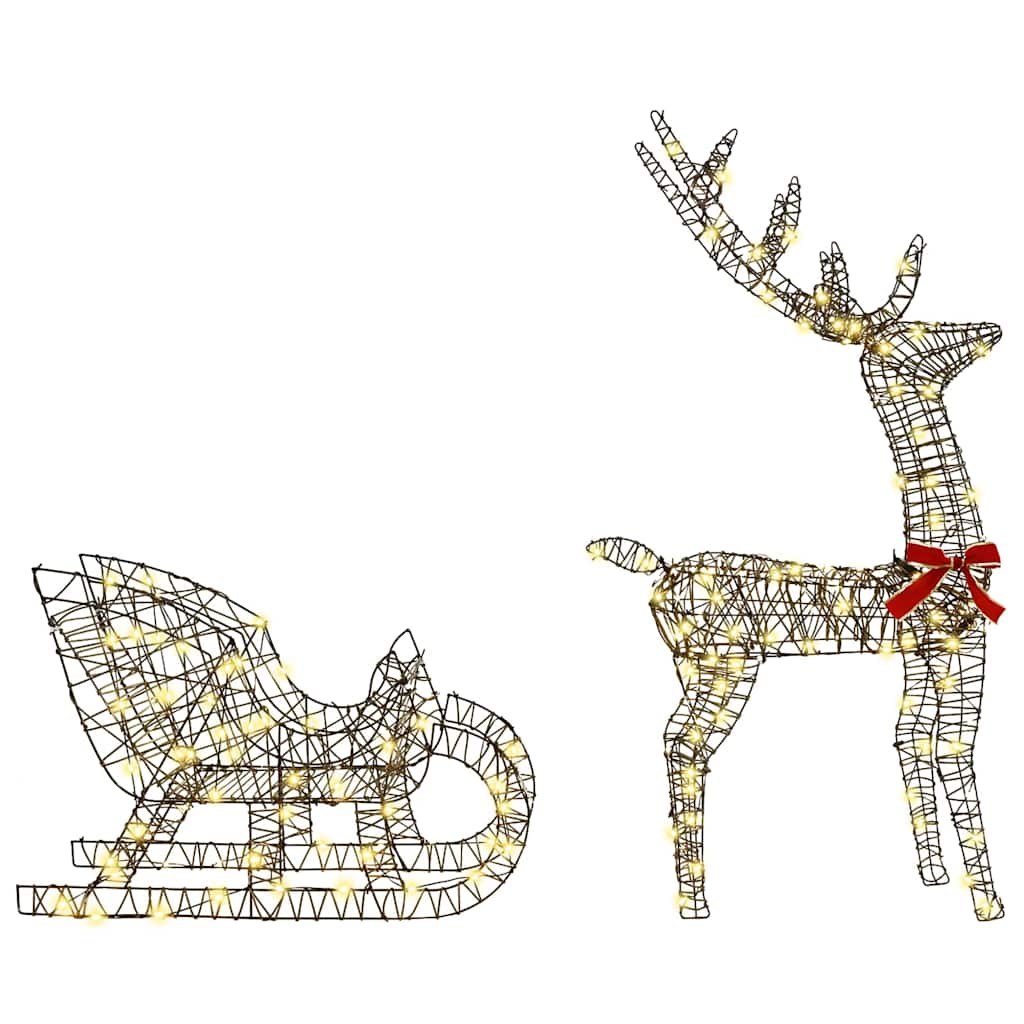 Reindeer Pull Sleigh Warm white 70 x 26 x 129 cm Rattan