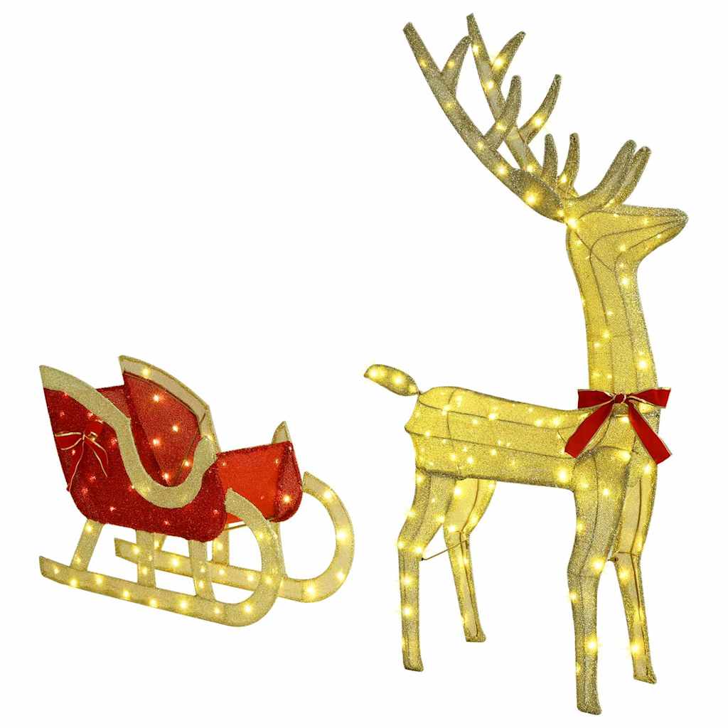 Reindeer Pull Sleigh Warm white 151 x 28 x 128.5 cm Fabric