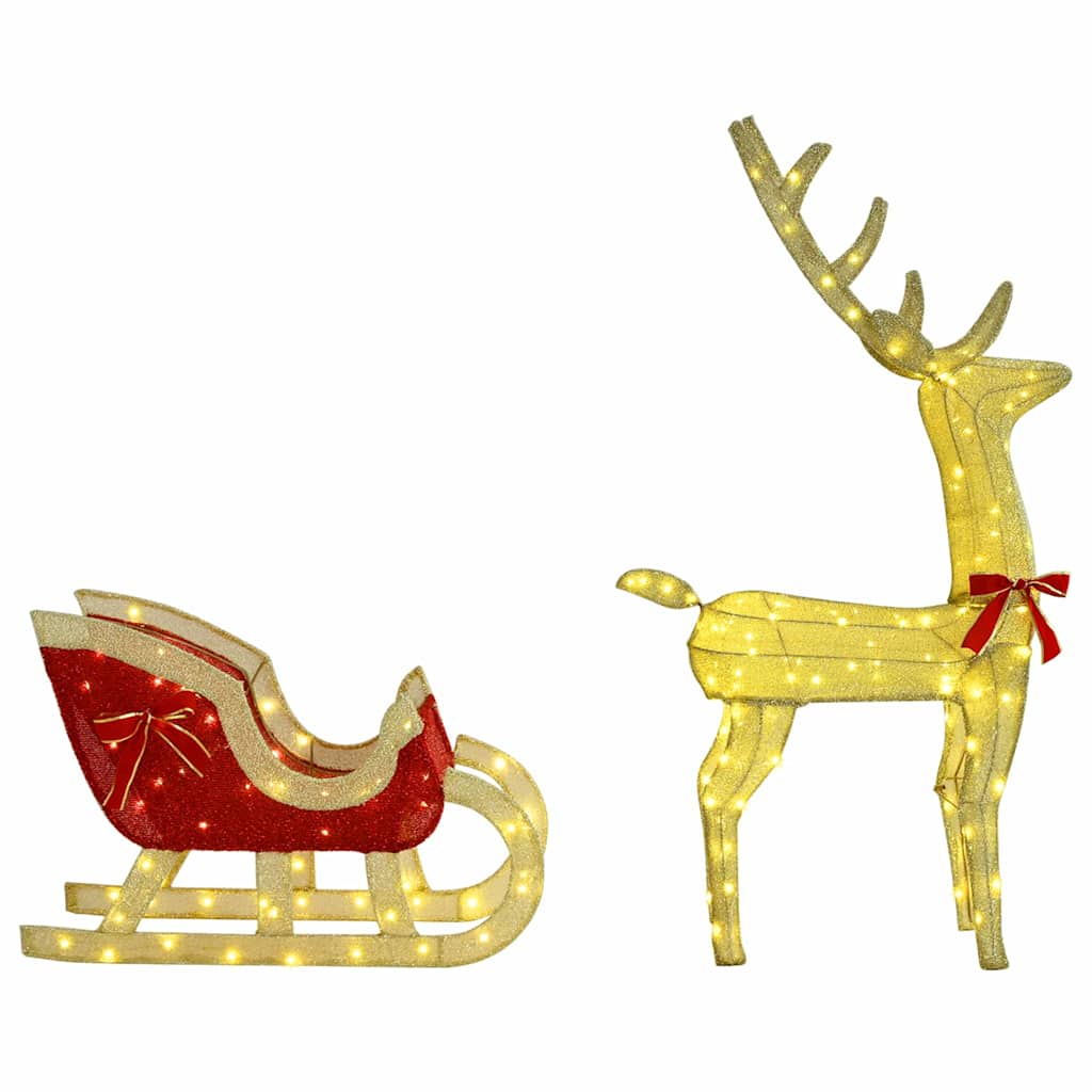 Reindeer Pull Sleigh Warm white 151 x 28 x 128.5 cm Fabric