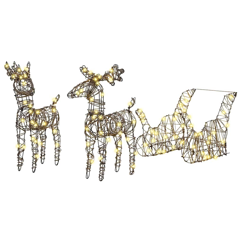 Reindeer Pull Sleigh Warm White 53 x 28 x 33 cm Rattan