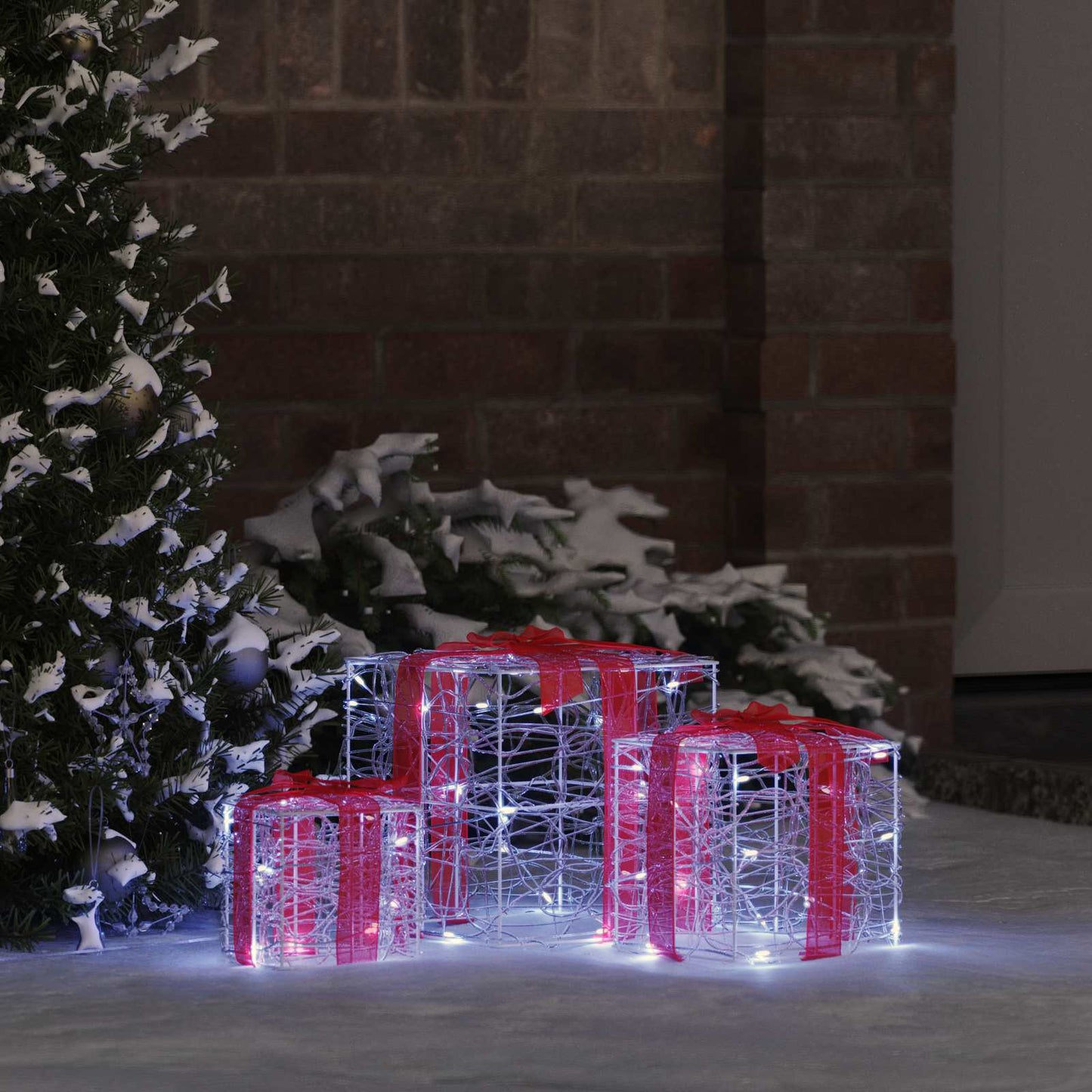 Gift Box with 60 LEDs 3 pcs Cold white 20 x 20 x 20 cm Acrylic