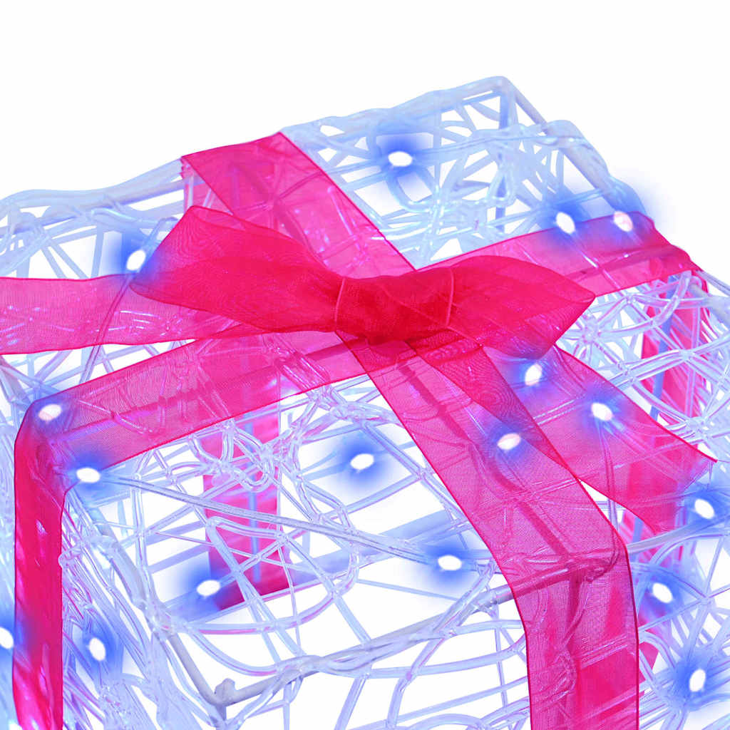 Gift Box with 60 LEDs 3 pcs Blue 20 x 20 x 20 cm Acrylic