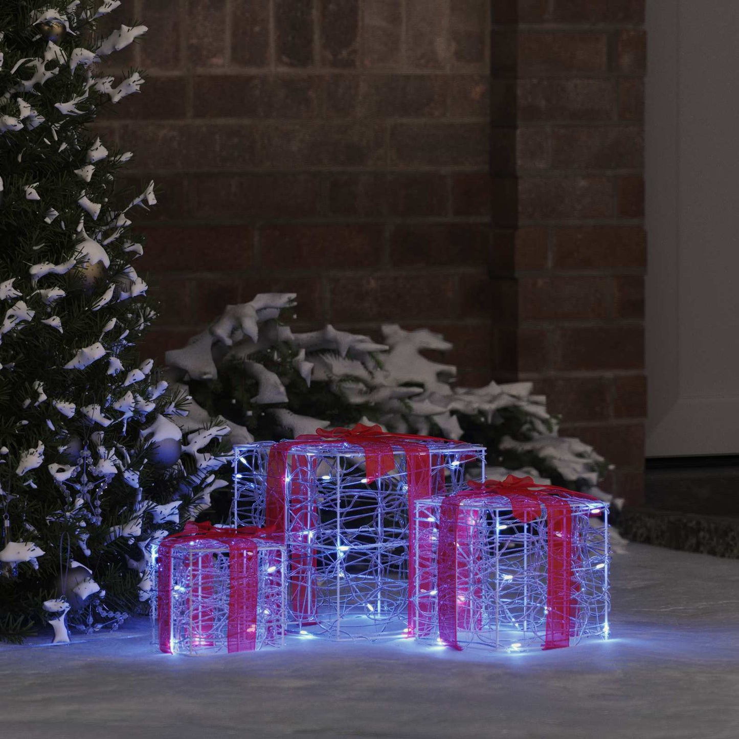Gift Box with 60 LEDs 3 pcs Blue 20 x 20 x 20 cm Acrylic