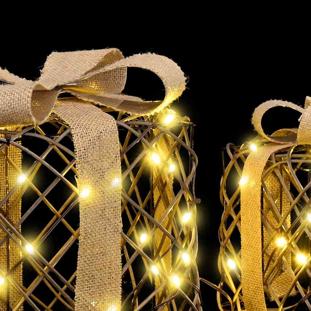 Lighted Christmas Gift Box 3 pcs 150 LEDs Warm White