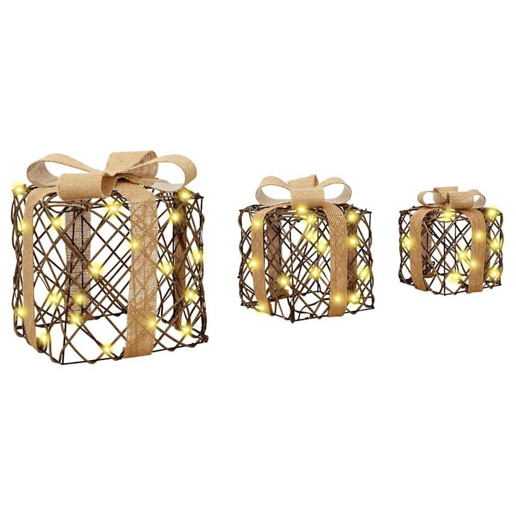Lighted Christmas Gift Box 3 pcs 150 LEDs Warm White