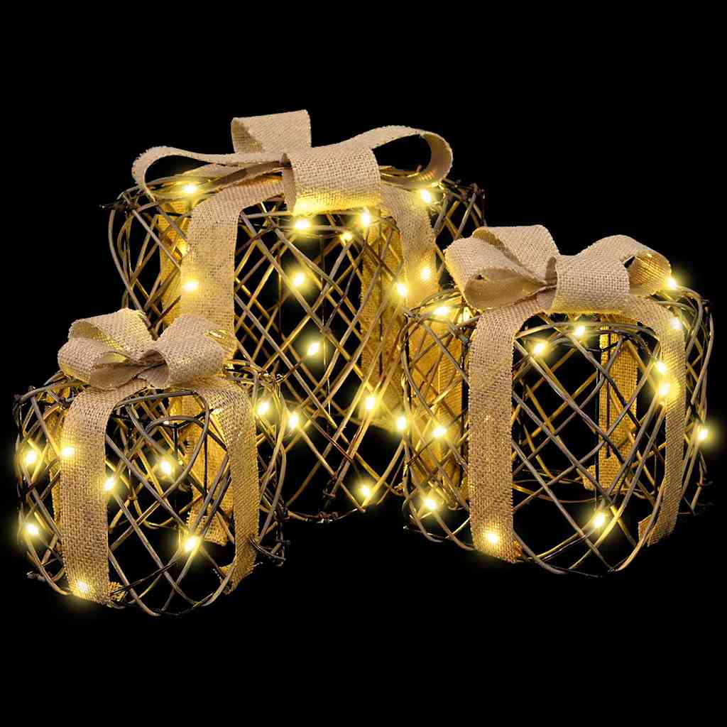 Lighted Christmas Gift Box 3 pcs 150 LEDs Warm White