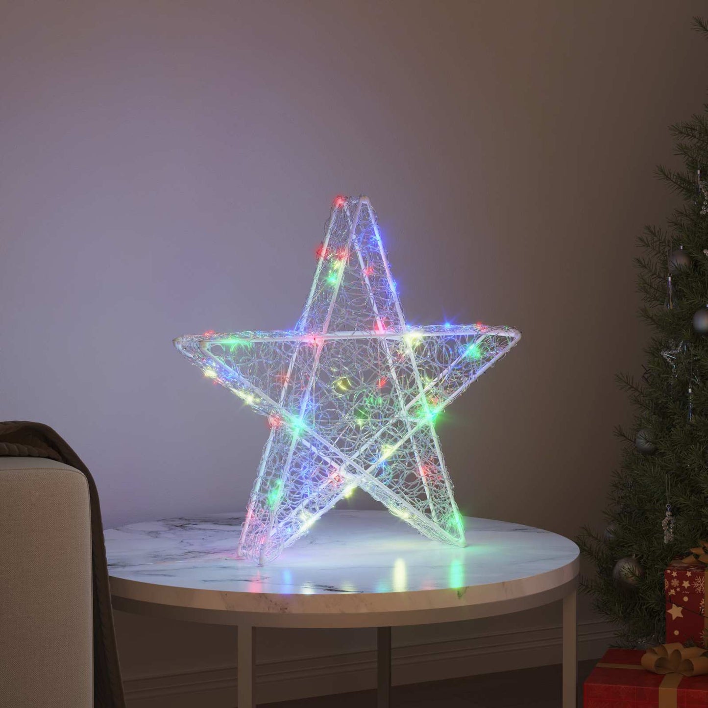 3D Star with 50 LEDs Multicolour 55 x 53.5 x 10 cm Acrylic