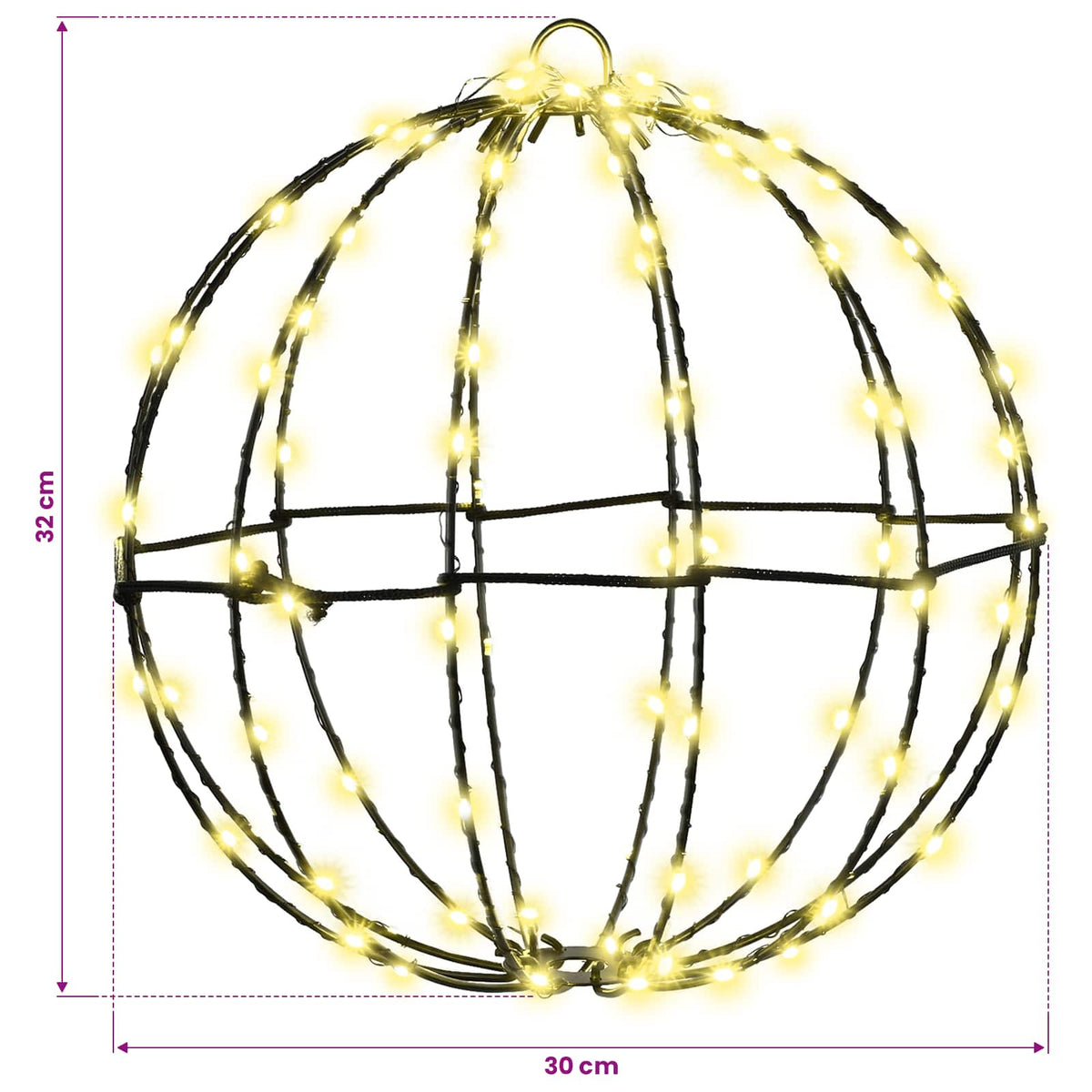 Christmas Finial Light 96 LEDs Warm White Diameter 30 x 32 cm