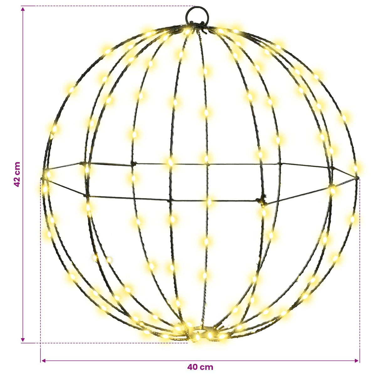 Christmas Finial Light 120 LEDs Warm White Diameter 40 x 42 cm