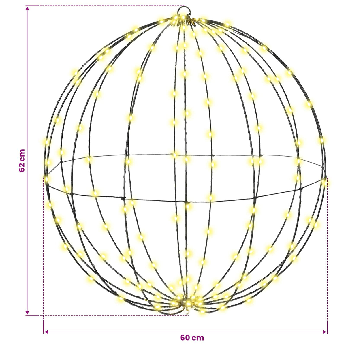Christmas Finial Light 192 LEDs Warm White Diameter 60 x 62 cm