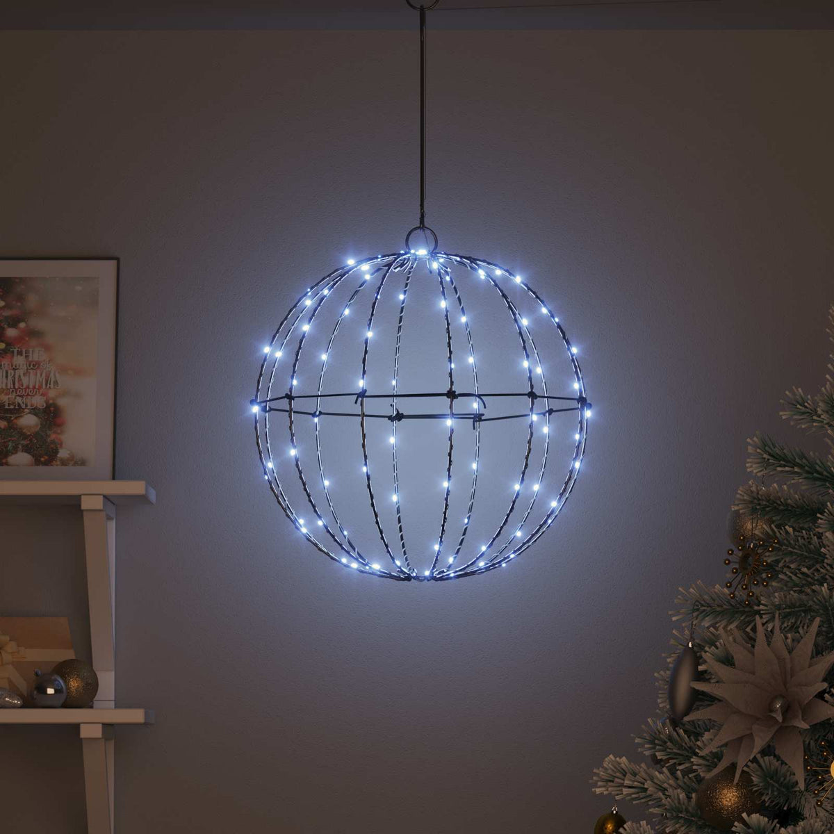Christmas Finial Light 120 LEDs Cool White Diameter 40 x 42 cm