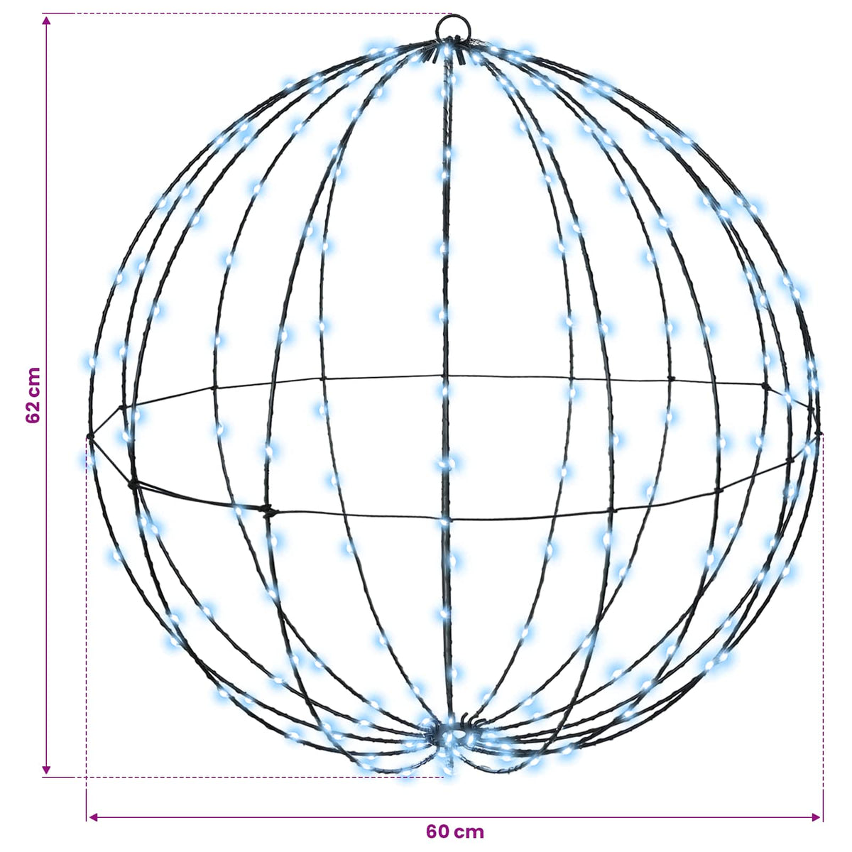 Christmas Finial Light 192 LEDs Cool White Diameter 60 x 62 cm