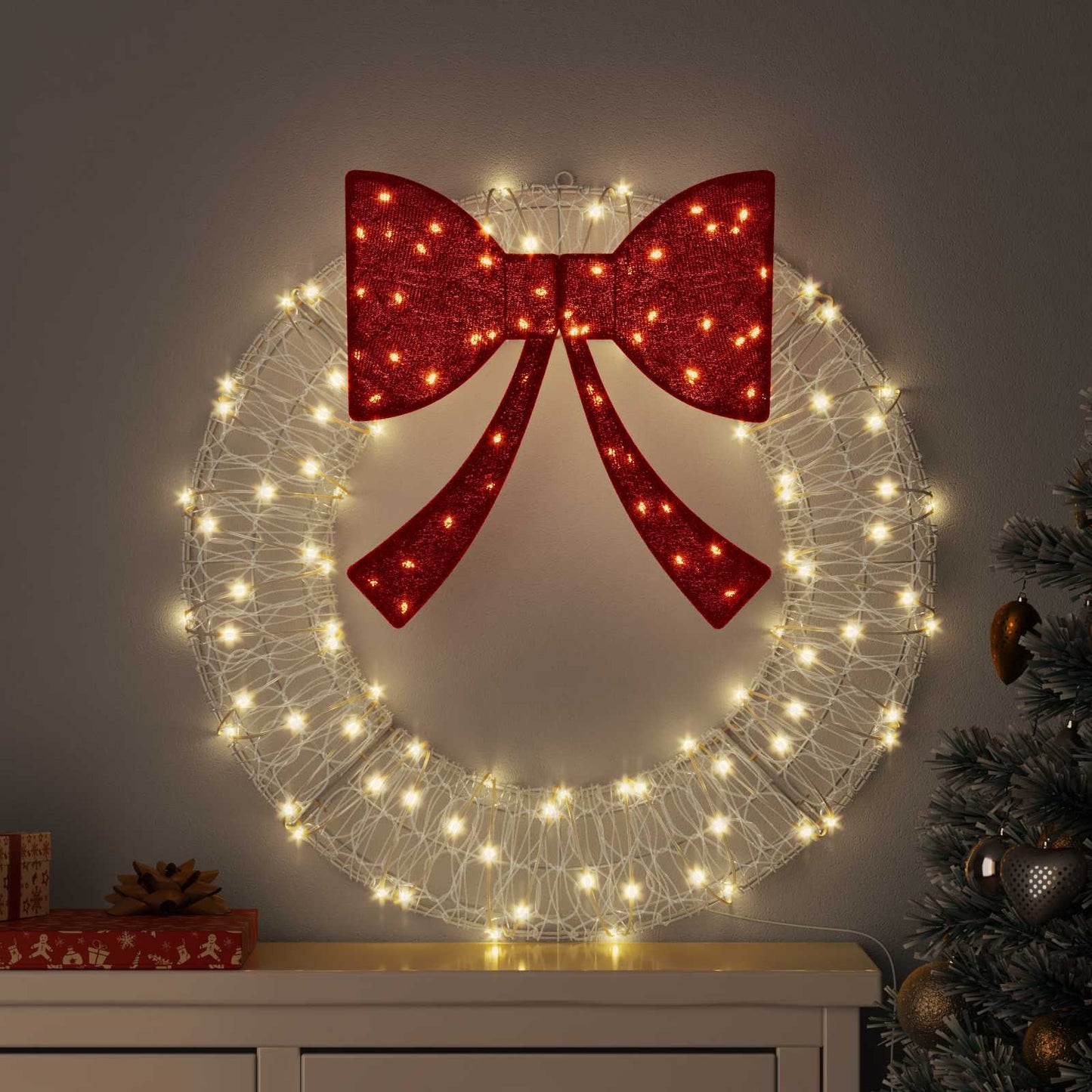 Wreath with 60 LEDs Warm white 76 x 76 x8.5 cm Acrylic