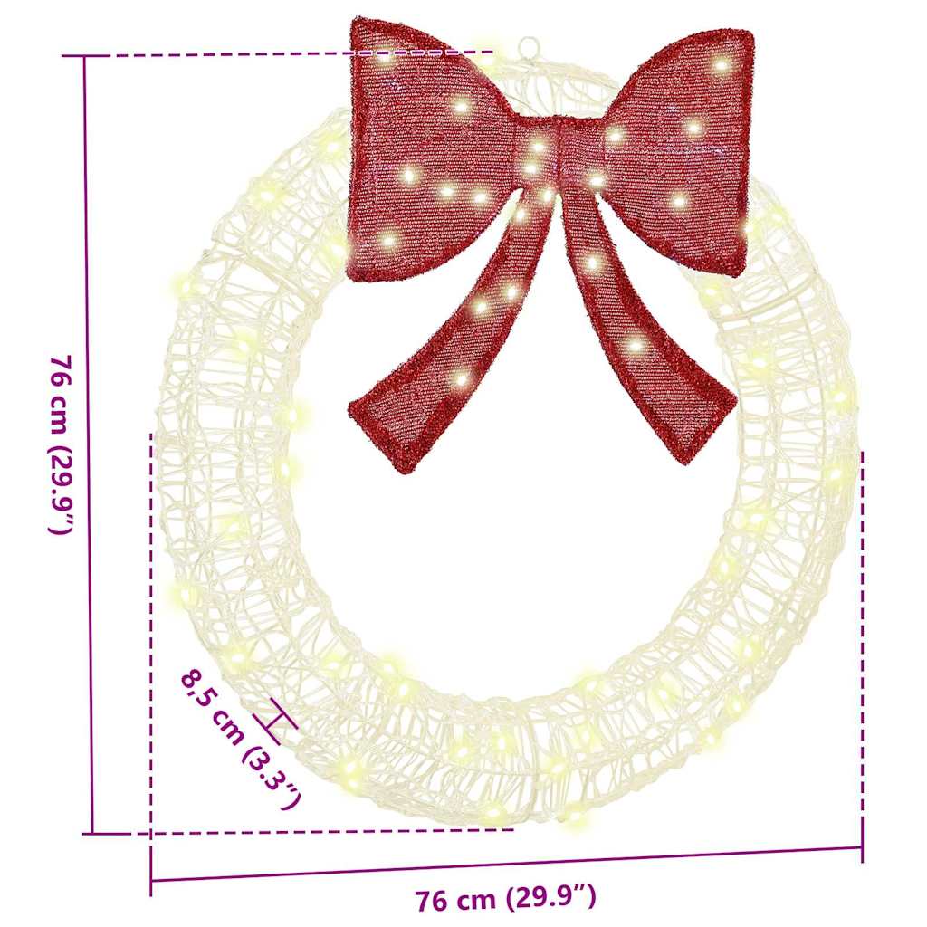 Wreath with 60 LEDs Warm white 76 x 76 x8.5 cm Acrylic