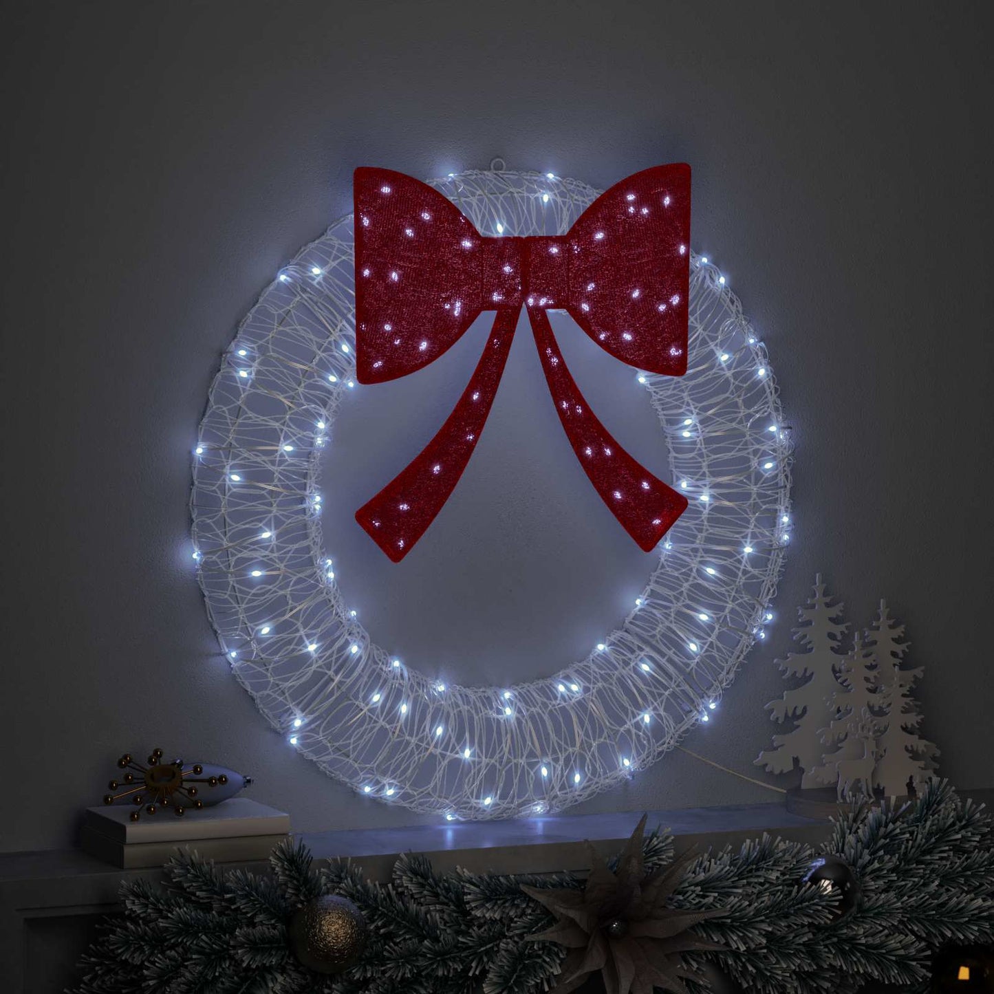 Wreath with 60 LEDs Cold white 76 x 76 x8.5 cm Acrylic