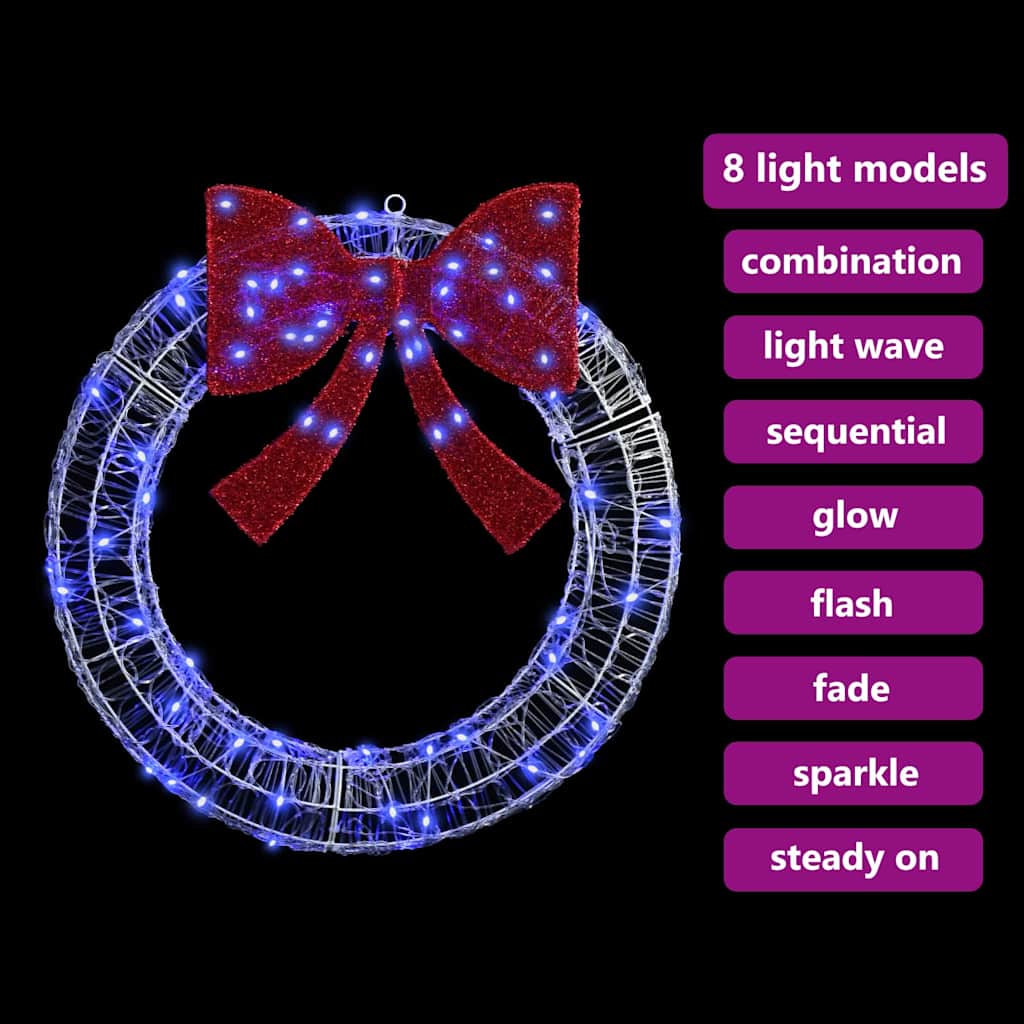 Wreath with 60 LEDs Blue 76 x 76 x8.5 cm Acrylic