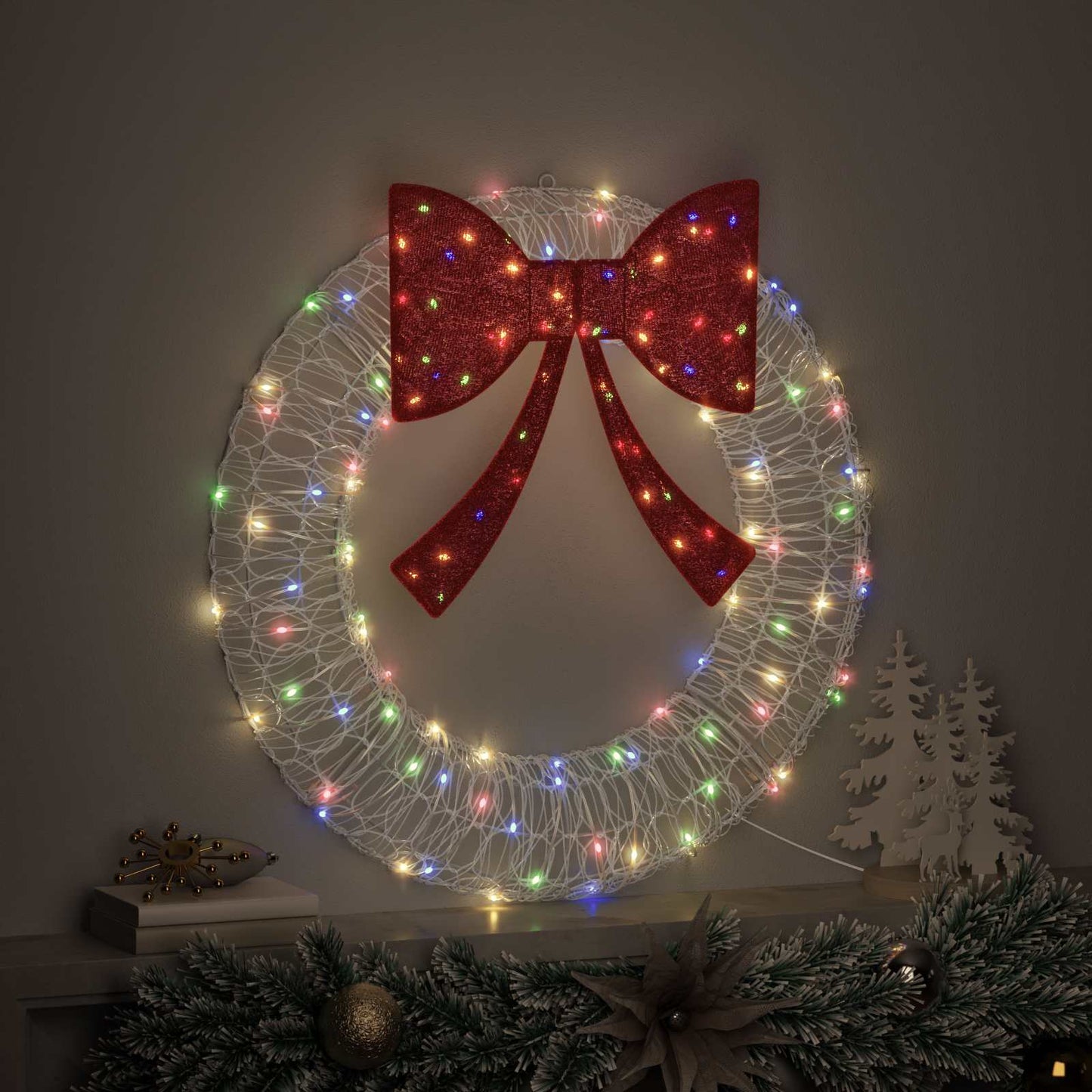 Wreath with 60 LEDs Multicolour 76 x 76 x8.5 cm Acrylic