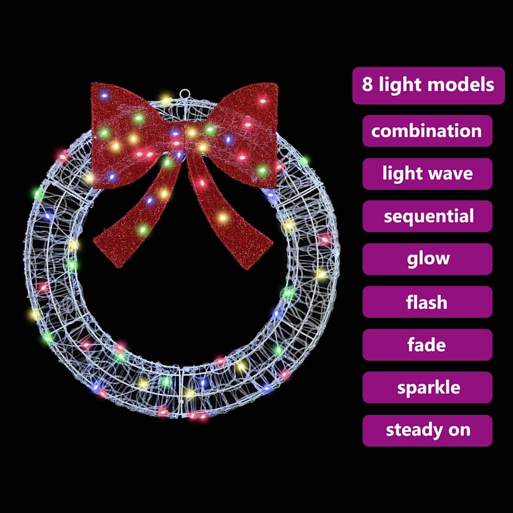 Wreath with 60 LEDs Multicolour 76 x 76 x8.5 cm Acrylic