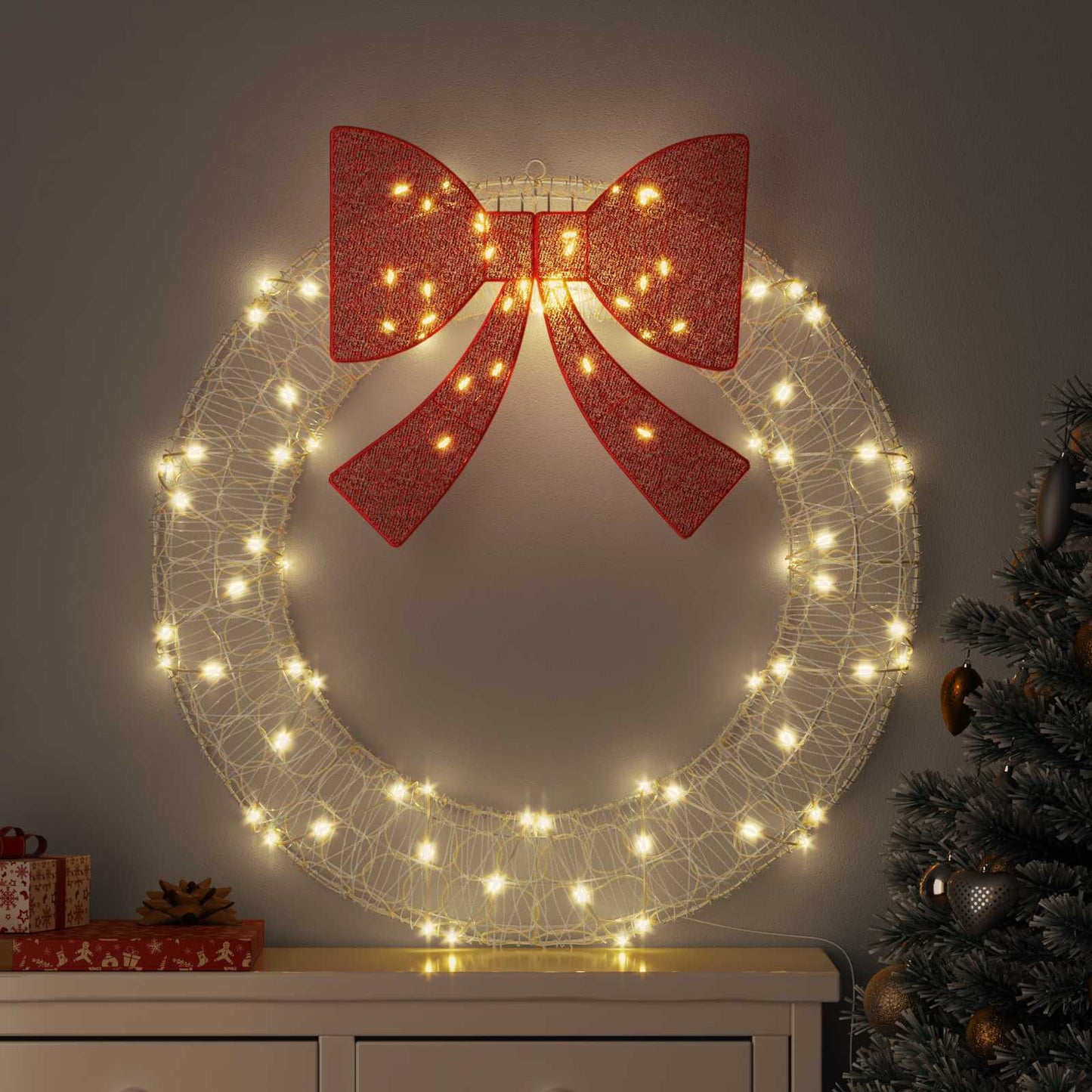 Wreath with 80 LEDs Warm white 92 x 92 x 9.5 cm Acrylic