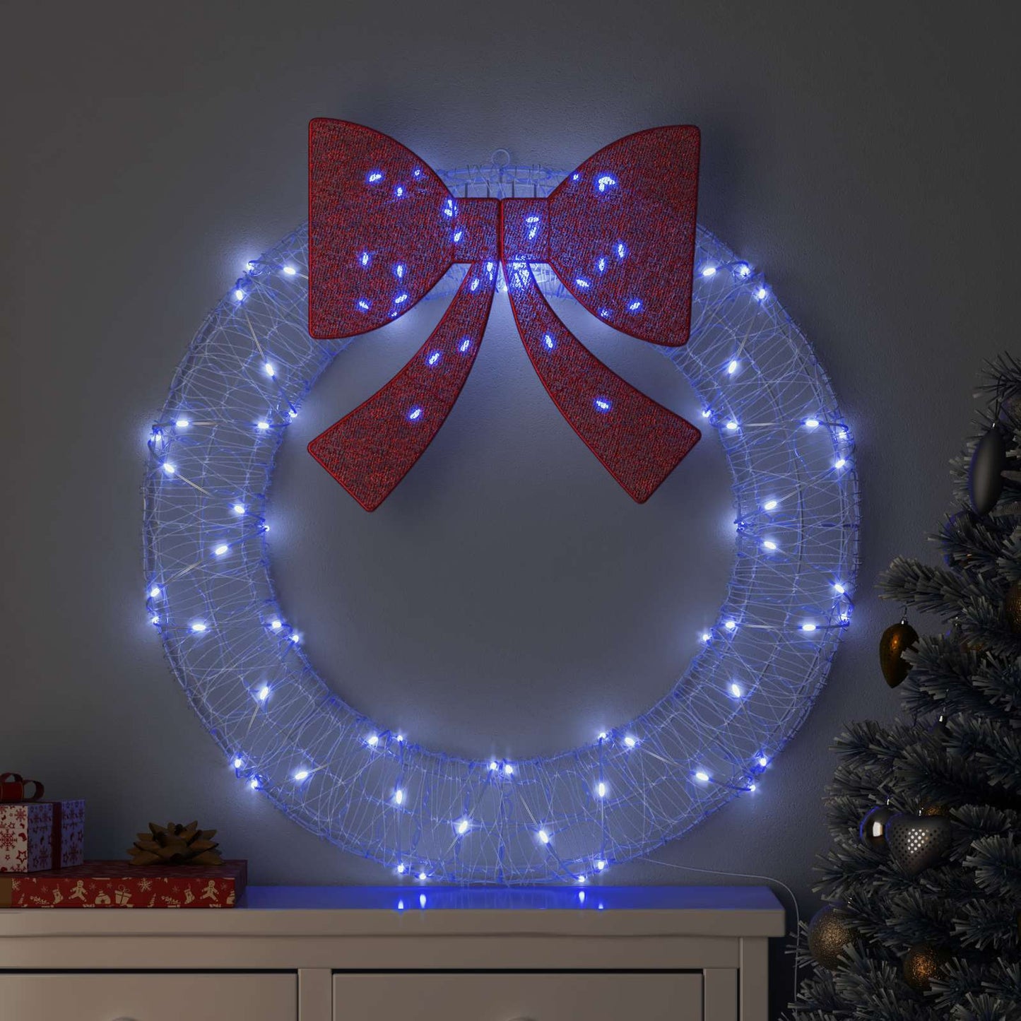 Wreath with 80 LEDs Blue 92 x 92 x 9.5 cm Acrylic