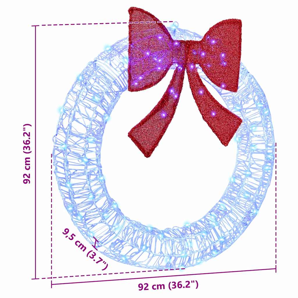 Wreath with 80 LEDs Blue 92 x 92 x 9.5 cm Acrylic