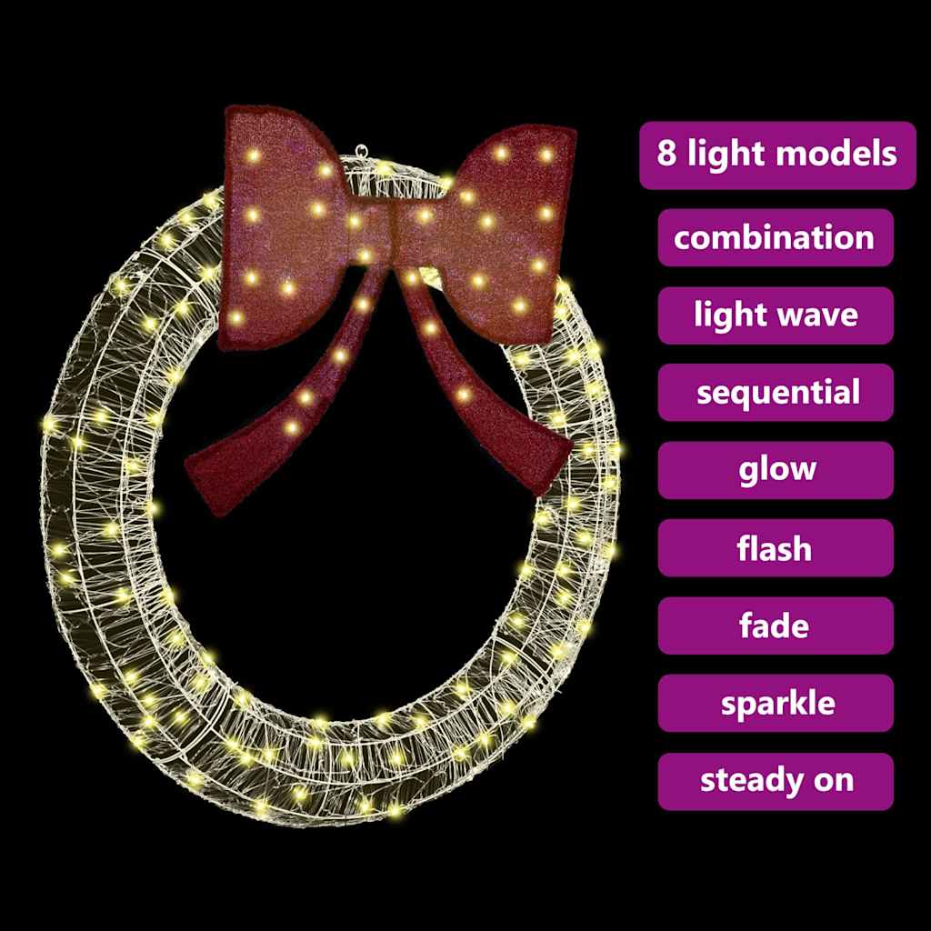 Wreath with 150 LEDs Warm white 120 cm Acrylic