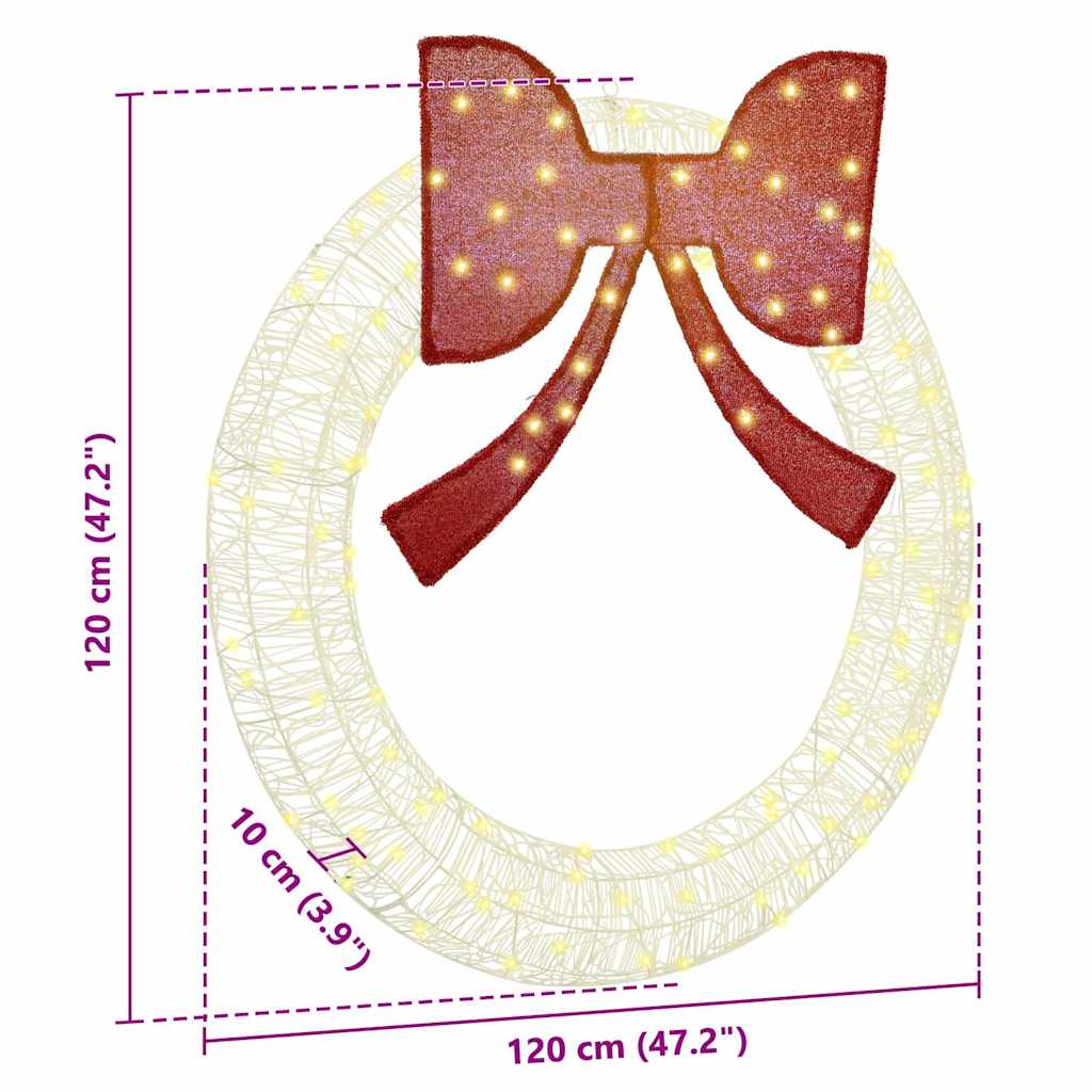 Wreath with 150 LEDs Warm white 120 cm Acrylic