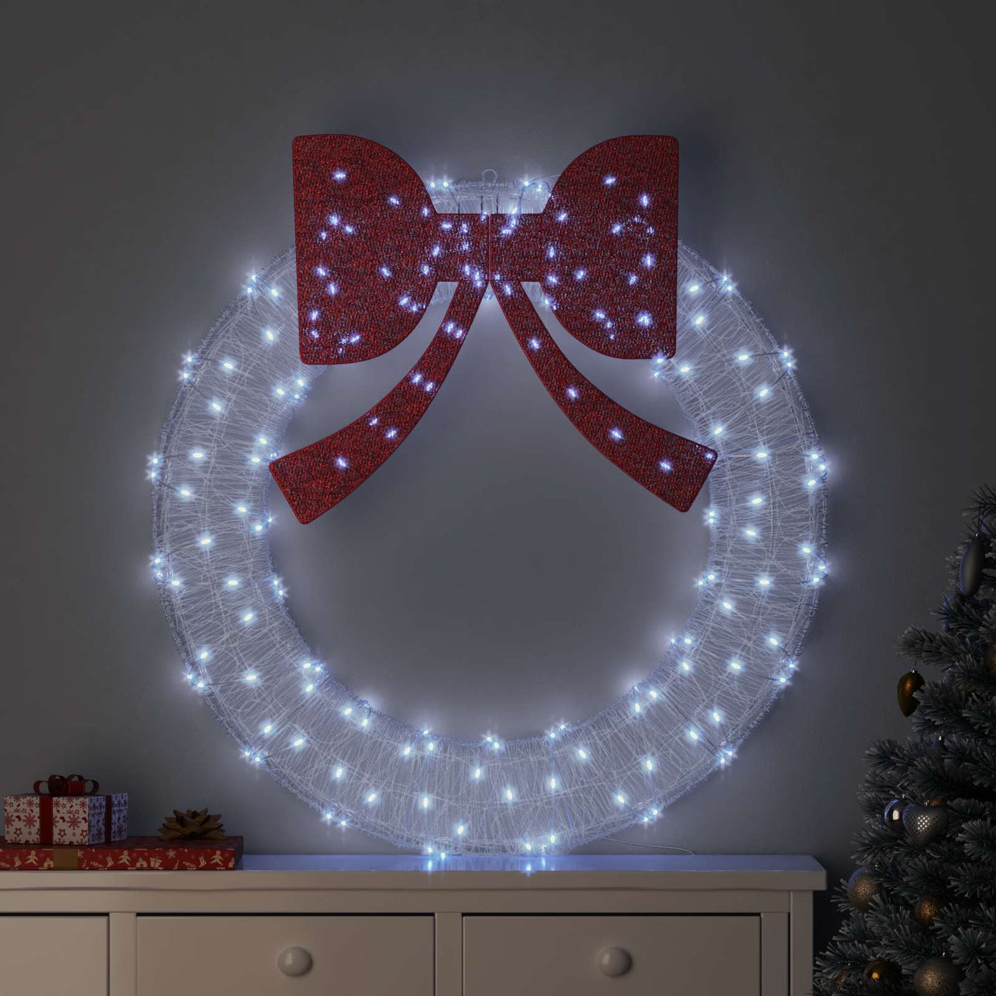 Wreath with 150 LEDs Cold white 120 cm Acrylic