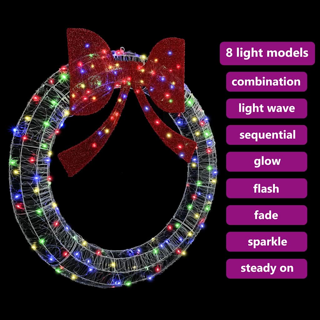 Wreath with 150 LEDs Multicolour 120 cm Acrylic