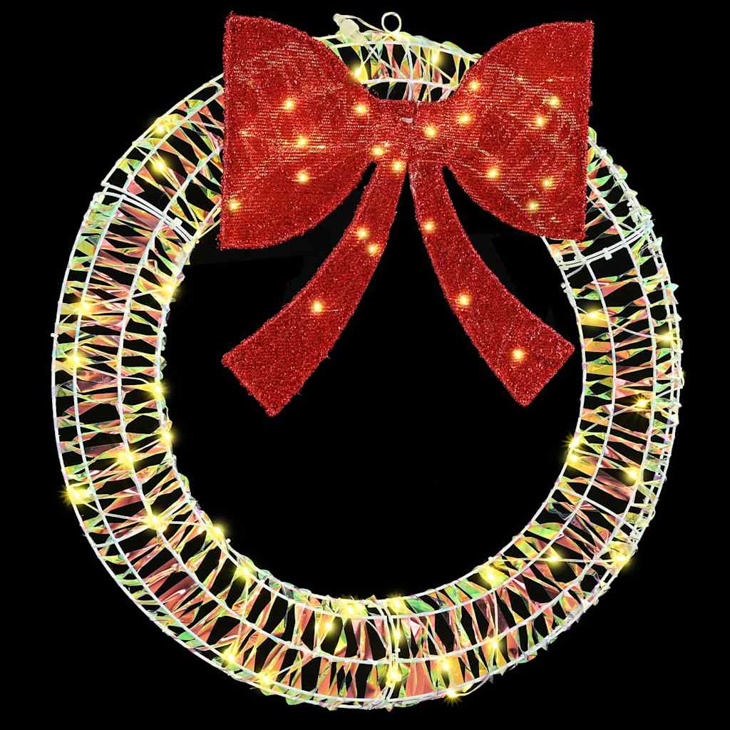 Wreath with 60 LEDs Warm white 76 x 76 x 8 cm PET