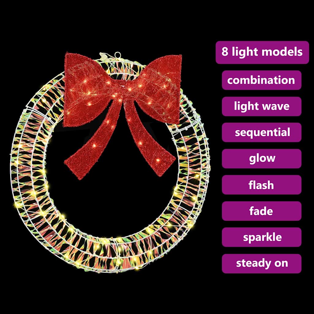 Wreath with 60 LEDs Warm white 76 x 76 x 8 cm PET