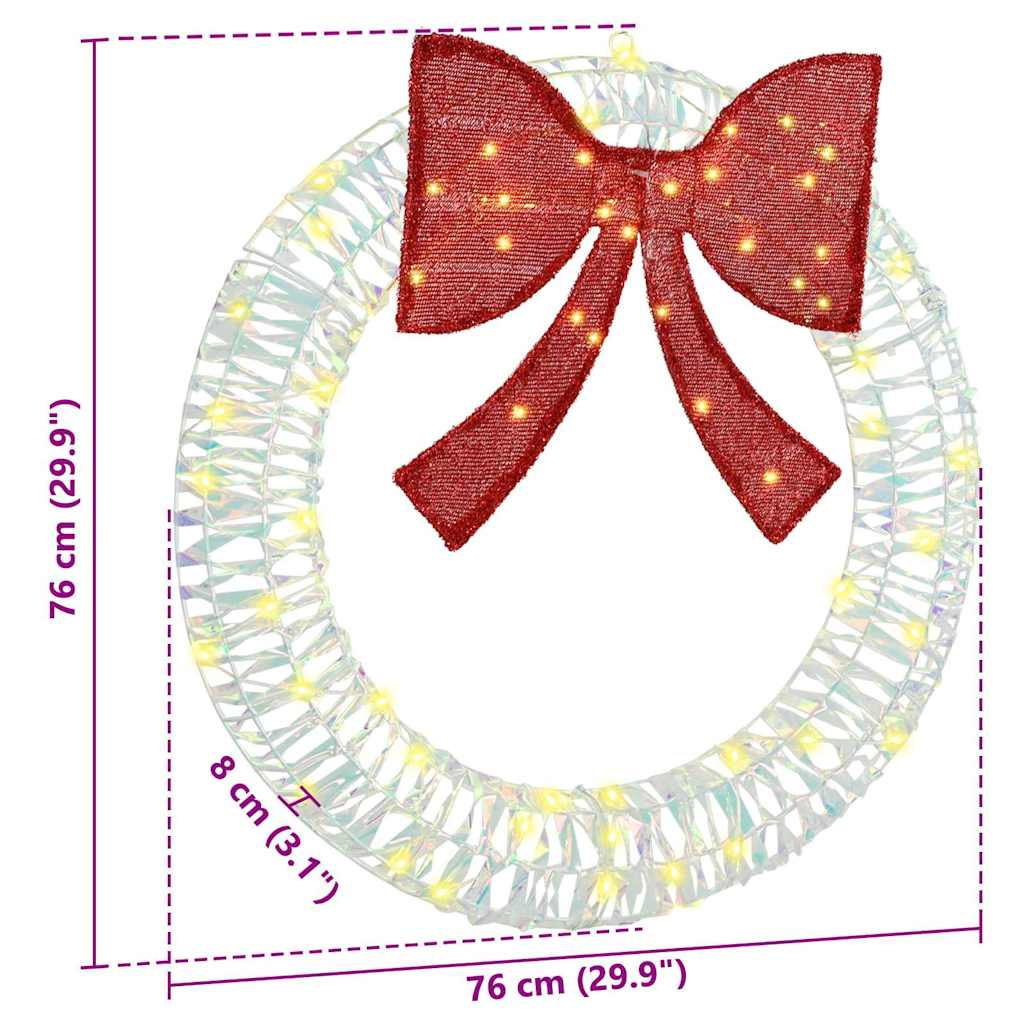 Wreath with 60 LEDs Warm white 76 x 76 x 8 cm PET