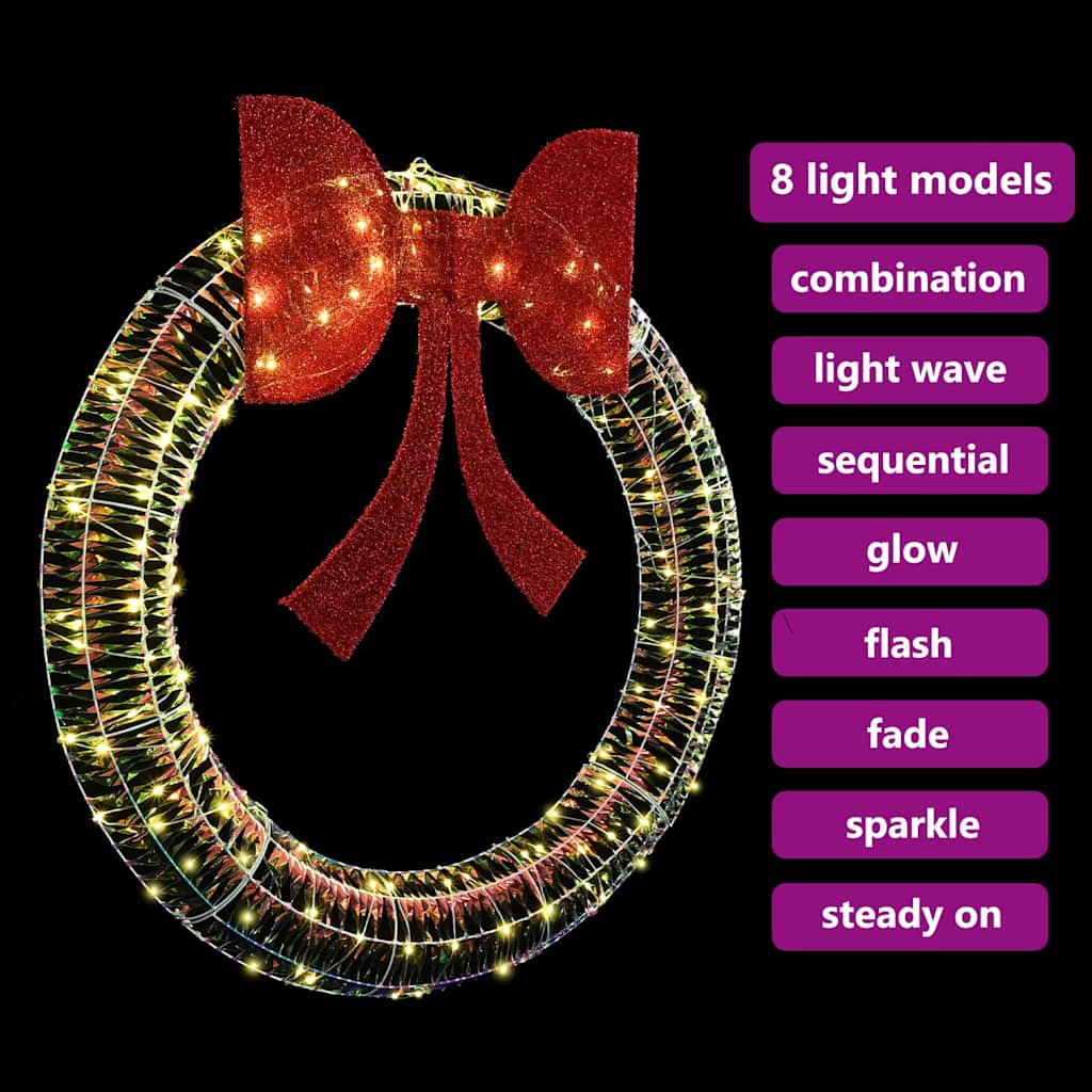 Wreath with 150 LEDs Warm white 121 x 121 x 10 cm PET