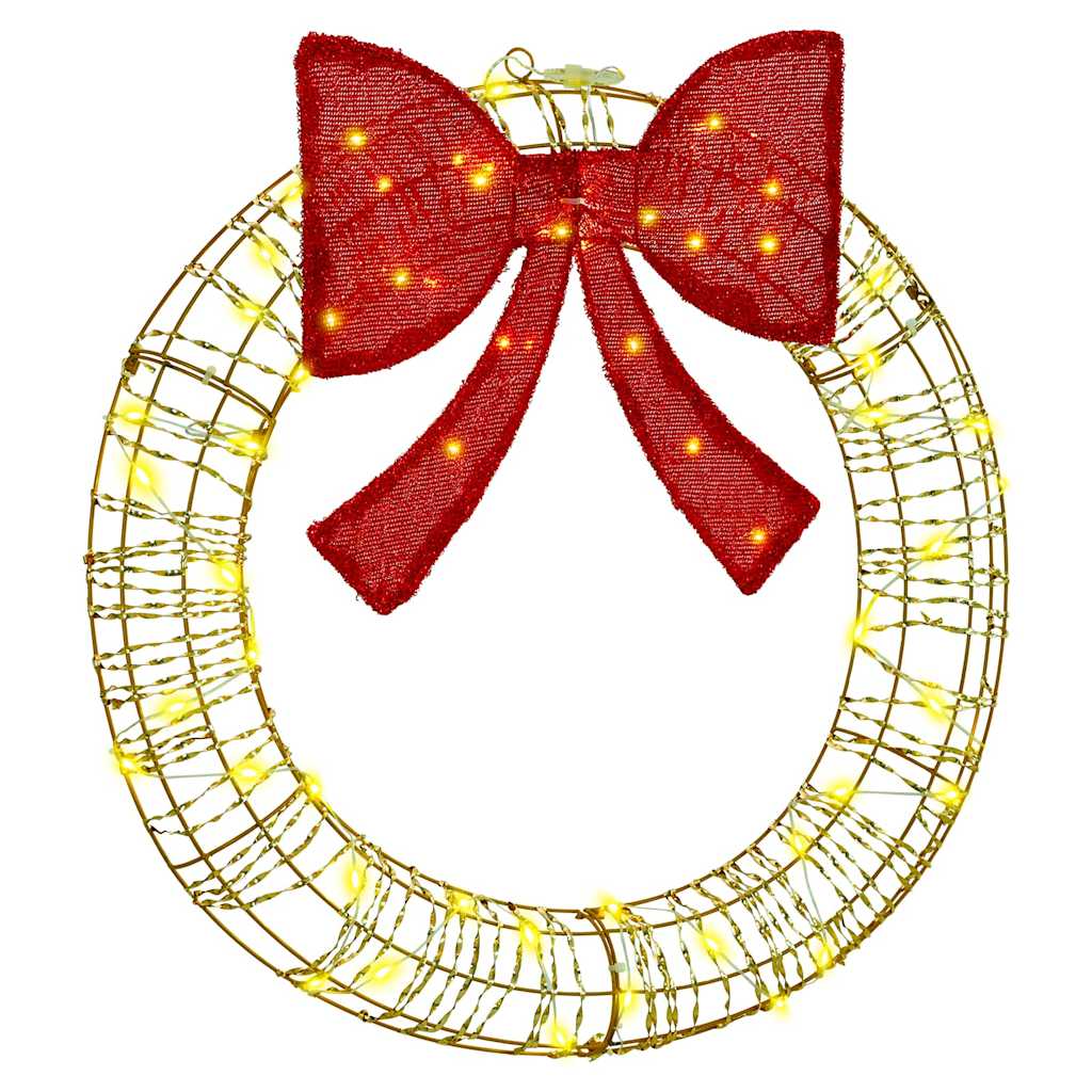 Wreath with 60 LEDs Warm white 76 x 76 x 8 cm PET