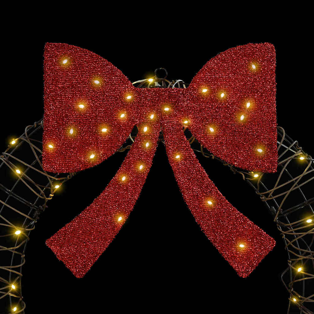 Wreath with 60 LEDs Warm white 75 x 75 x 8 cm Rattan