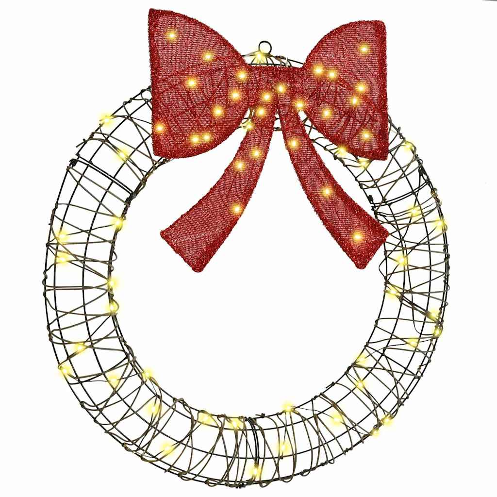 Wreath with 60 LEDs Warm white 75 x 75 x 8 cm Rattan