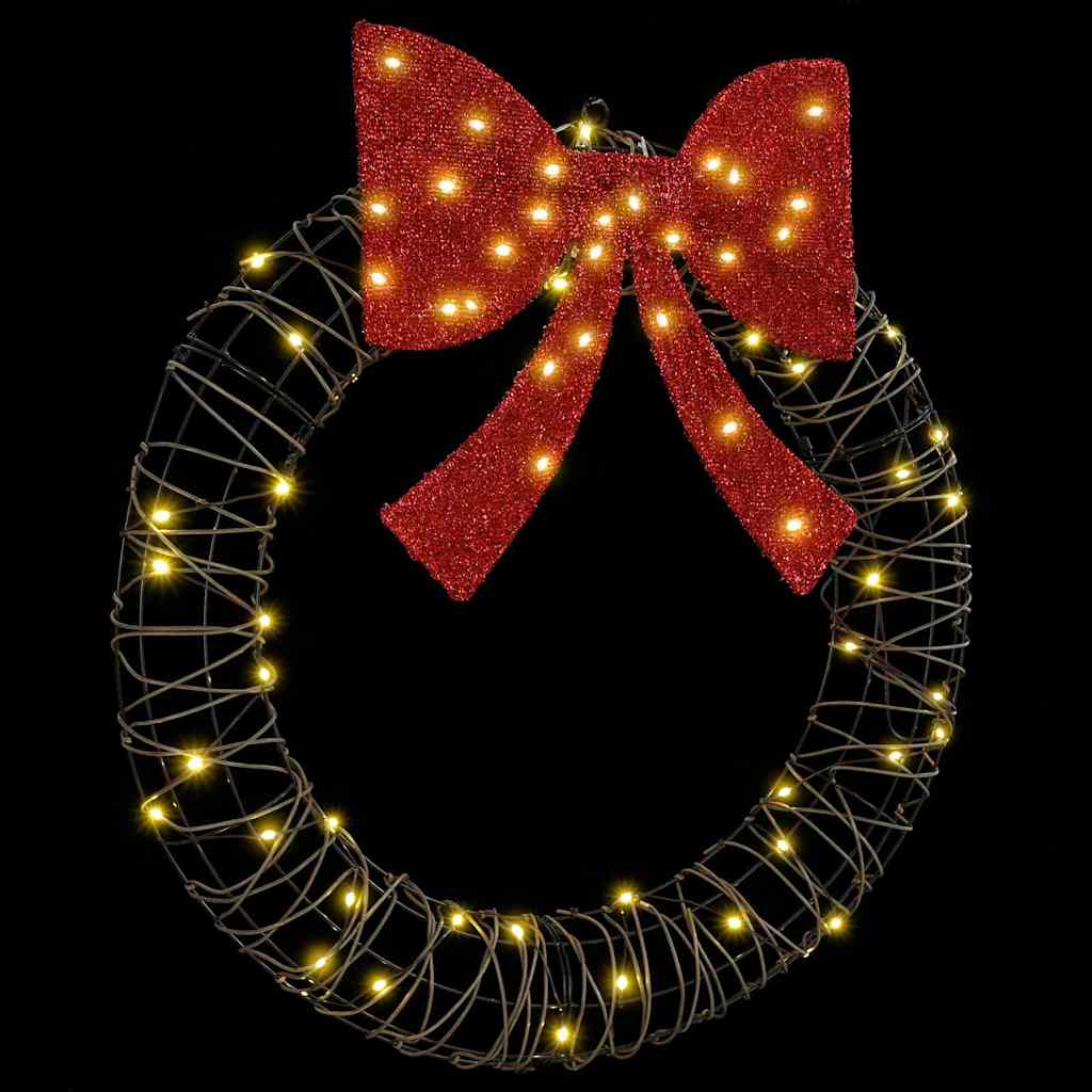 Wreath with 60 LEDs Warm white 75 x 75 x 8 cm Rattan