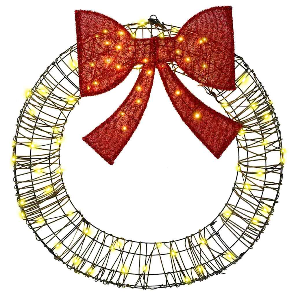 Wreath with 80 LEDs Warm white 90 x 90 x 9 cm Rattan