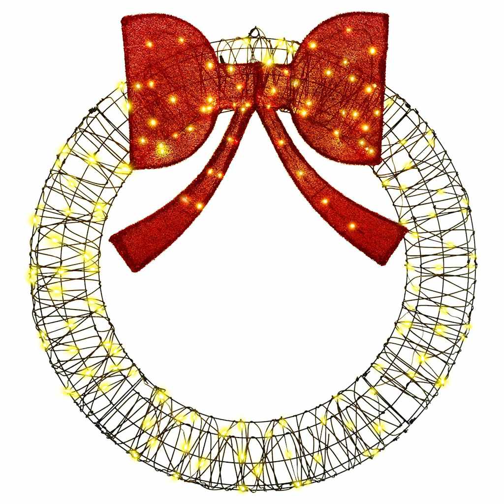 Wreath with 150 LEDs Warm white 121 x 121 x 10 cm Rattan