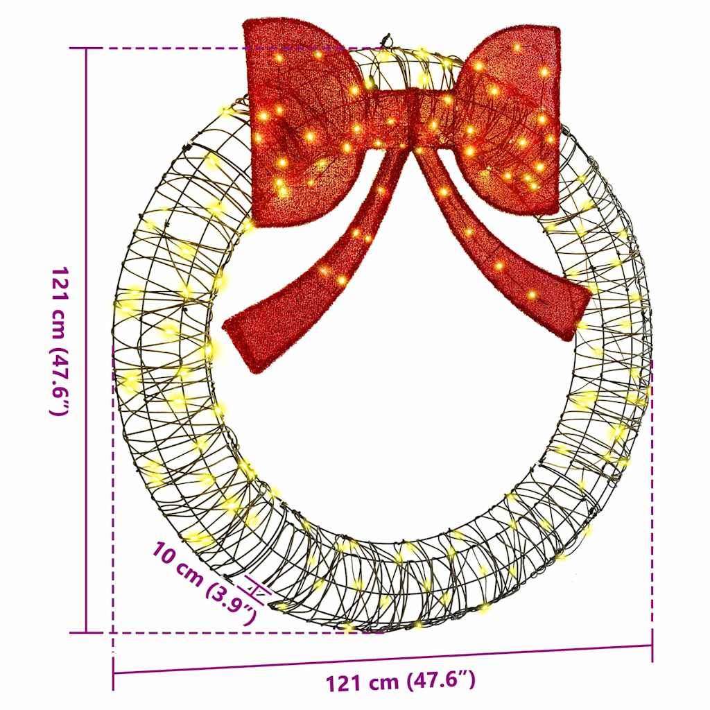 Wreath with 150 LEDs Warm white 121 x 121 x 10 cm Rattan