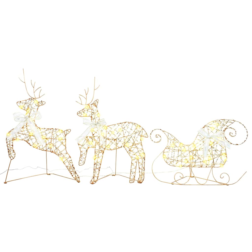 Christmas Reindeer with sleigh 3 pcs 60 LEDs Warm White
