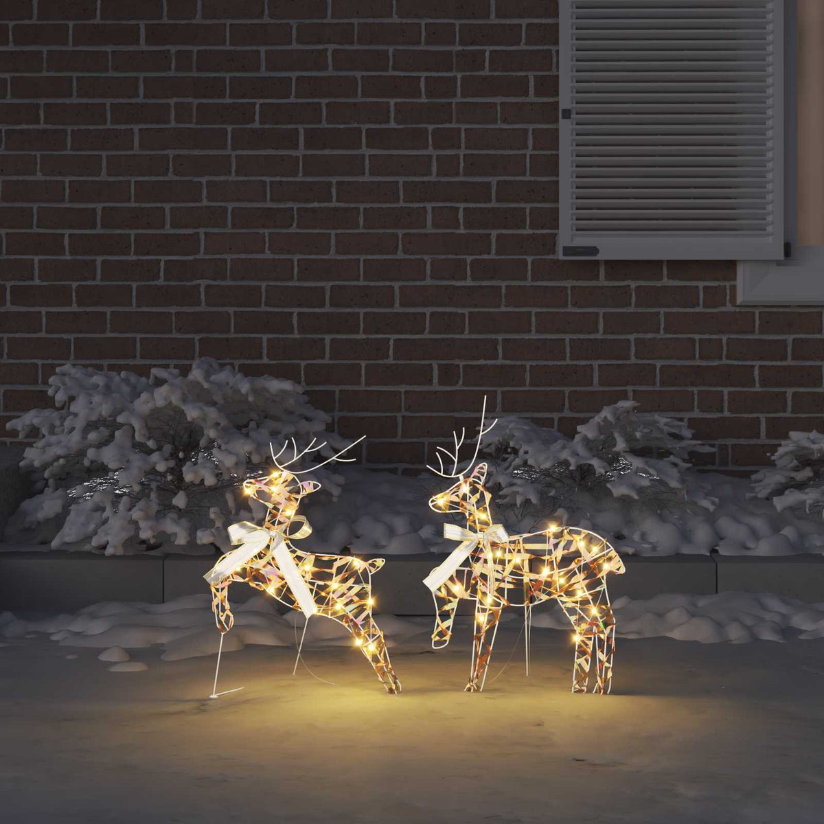 LED Reindeers 2 pcs 40 LEDs Warm White 44 x 18 x 65.5 cm PET