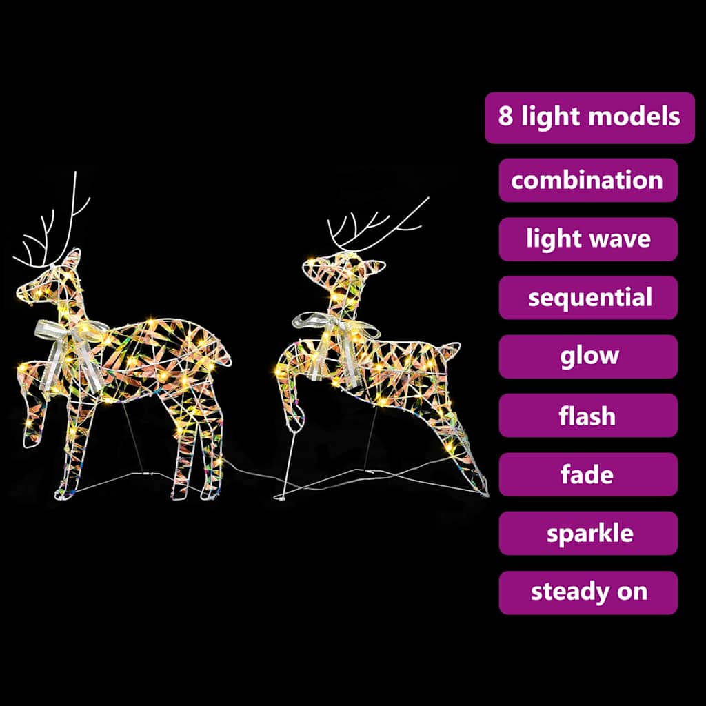LED Reindeers 2 pcs 40 LEDs Warm White 44 x 18 x 65.5 cm PET