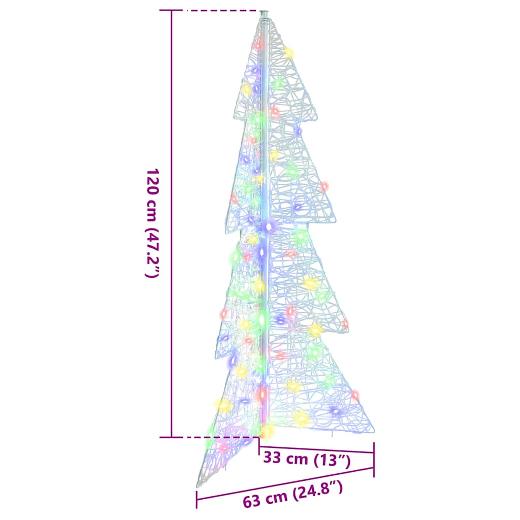 Christmas Tree with 100 LEDs Multicolour 120 cm Acrylic