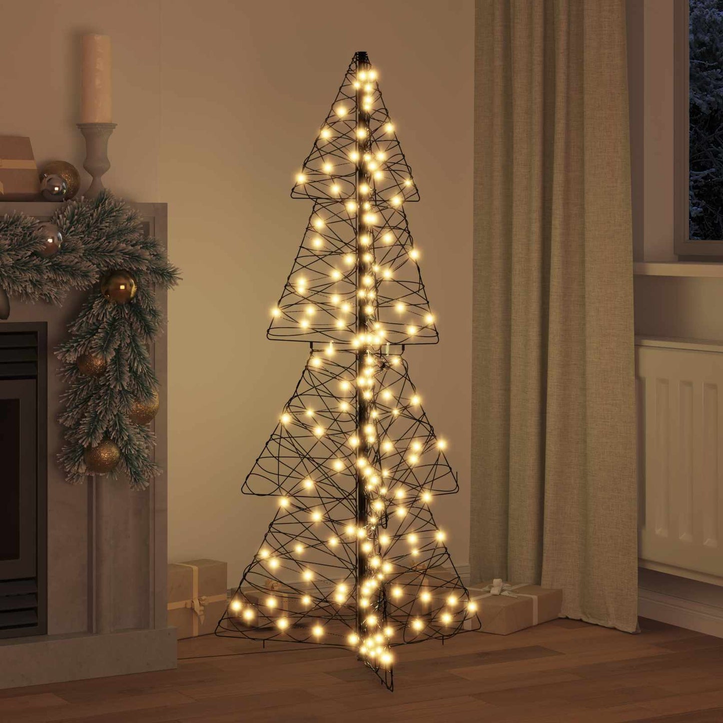 Christmas Tree with 160 LEDs Warm White 150 cm Rattan